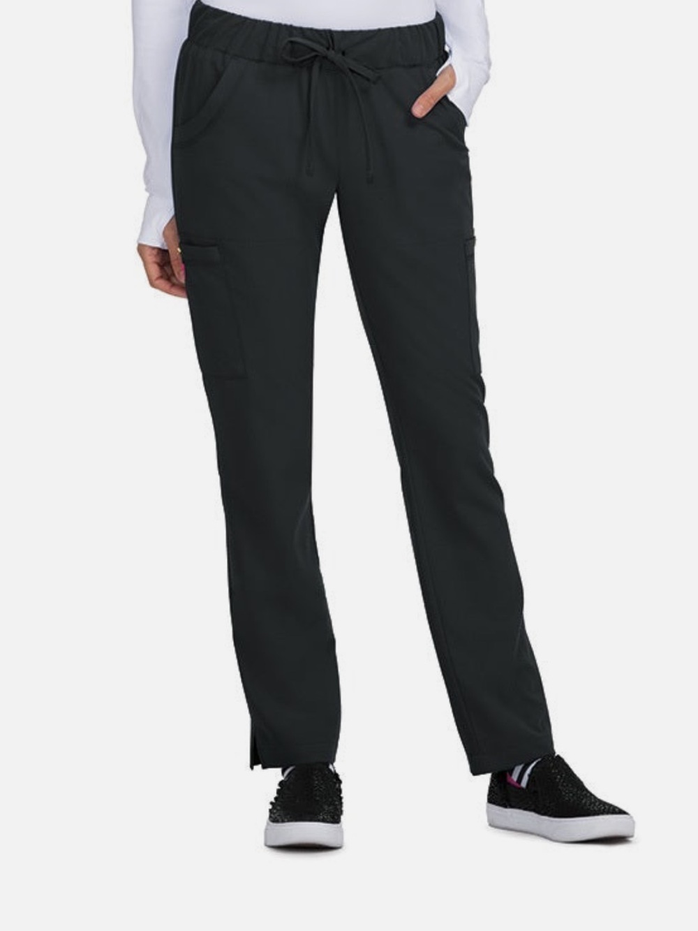 Betsey Johnson Black Straight-Leg Cargo Scrub Pants